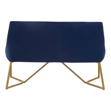 Vieste Midnight Blue Velvet Bench with Tufted Back