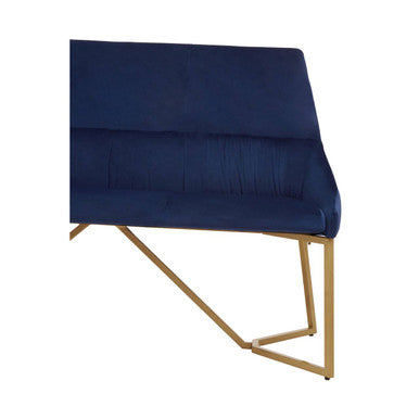 Vieste Midnight Blue Velvet Bench with Tufted Back