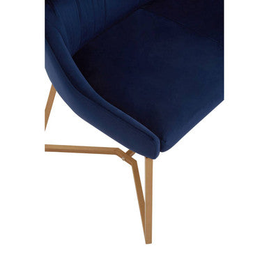 Vieste Midnight Blue Velvet Bench with Tufted Back