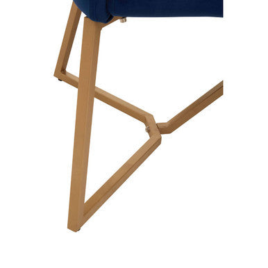 Vieste Midnight Blue Velvet Bench with Tufted Back