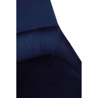 Vieste Midnight Blue Velvet Bench with Tufted Back
