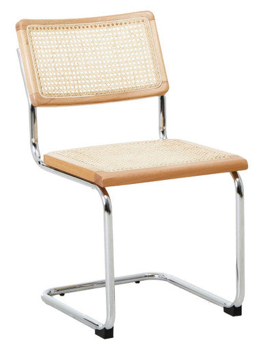 Cebu Natural Rattan Dining Chair with Silver Finish Frame