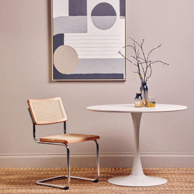 Cebu Natural Rattan Dining Chair with Silver Finish Frame