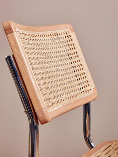 Cebu Natural Rattan Dining Chair with Silver Finish Frame
