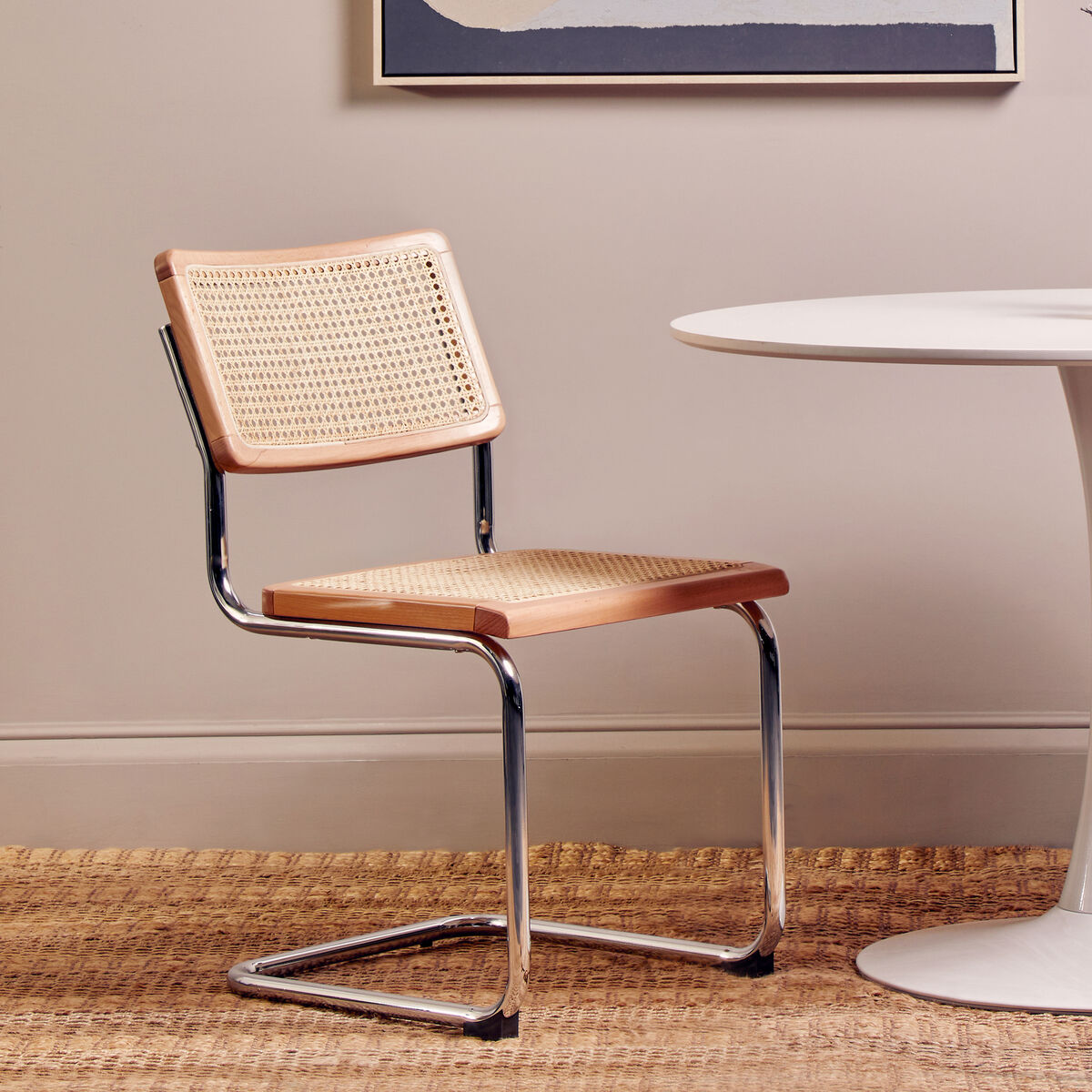 Cebu Natural Rattan Dining Chair with Silver Finish Frame