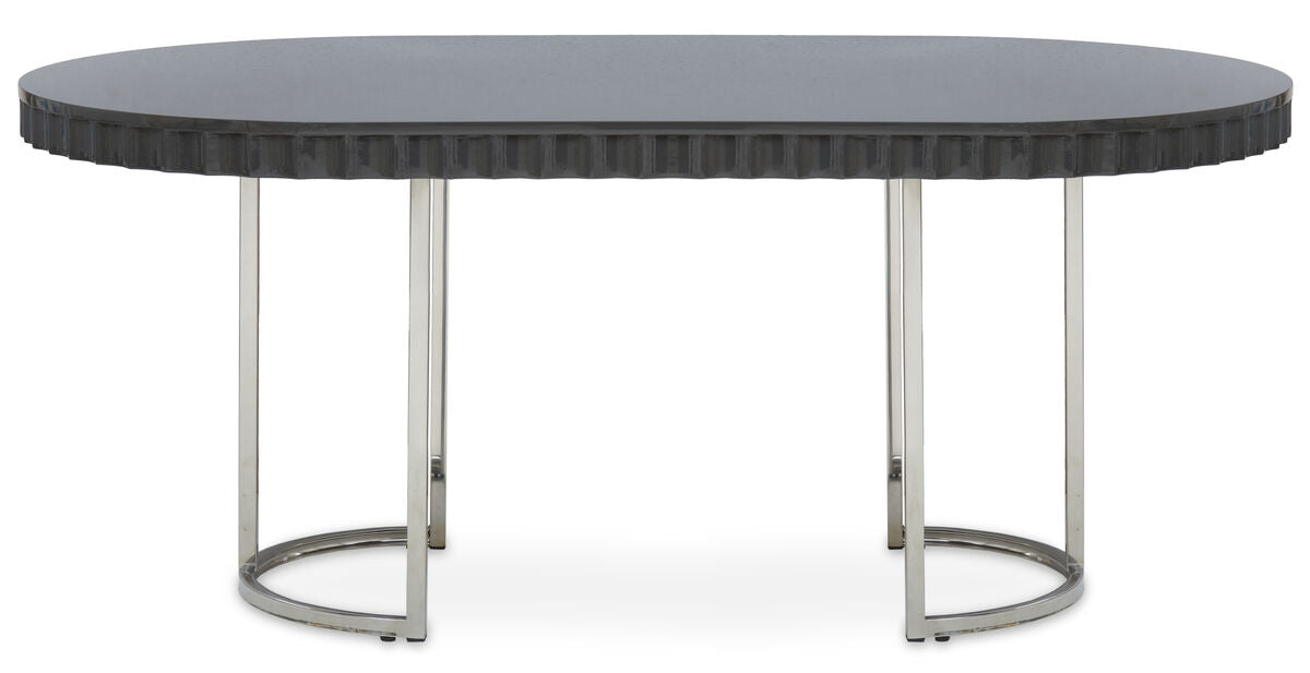 Genoa Grey High Gloss Finish Oval Dining Table