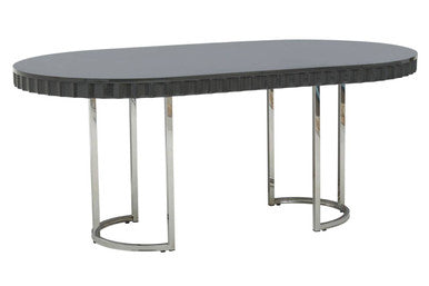 Grey High Gloss Finish Oval Dining Table