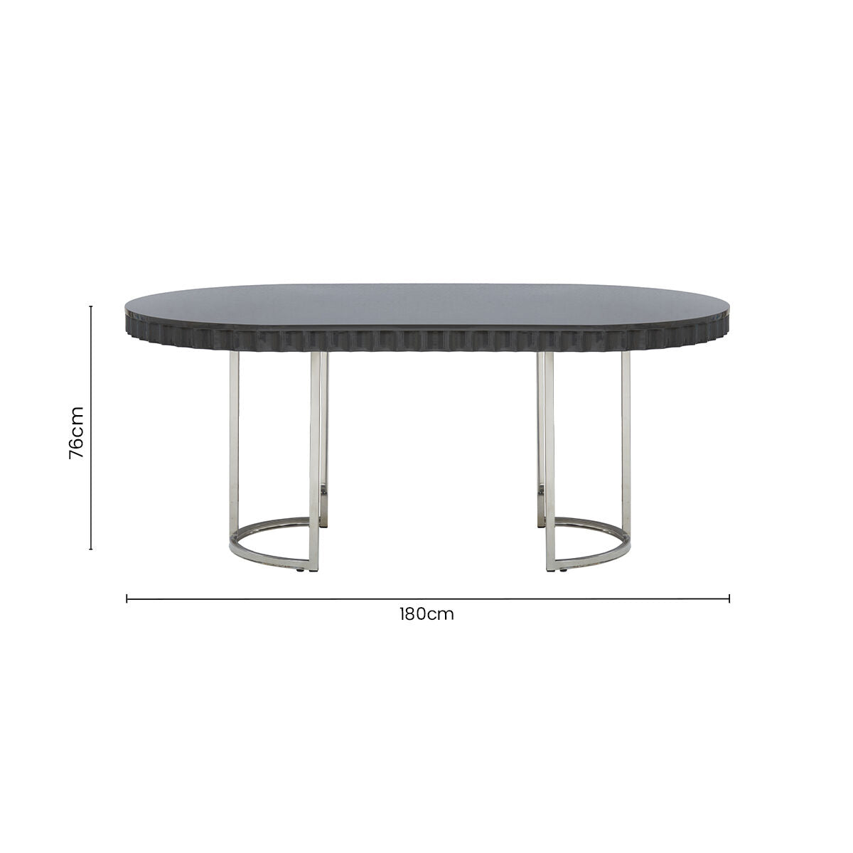Genoa Grey High Gloss Finish Oval Dining Table