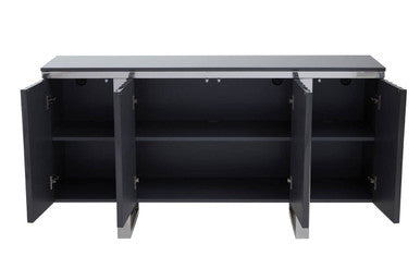 Genoa Grey High Gloss Finish 4 Door Sideboard