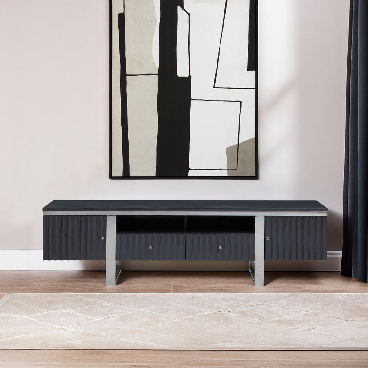Genoa Grey High Gloss Finish Media Unit