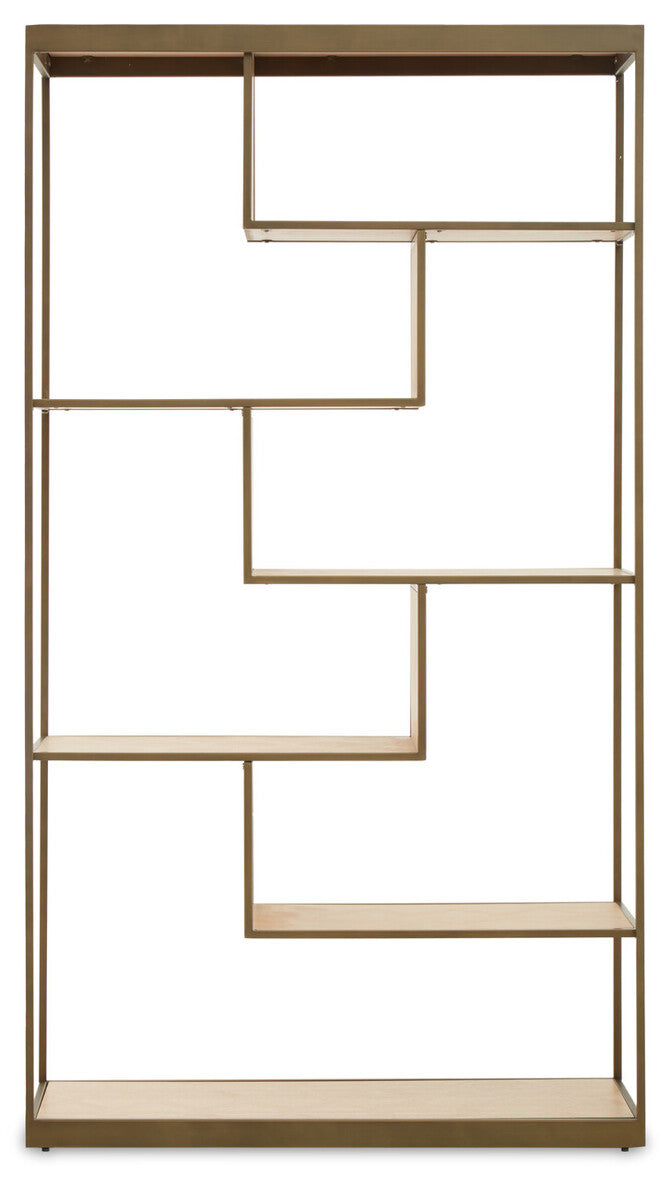 Grenoble Oak Veneer Shelf Unit with Brushed Brass Frame