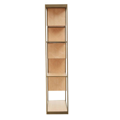 Grenoble Oak Veneer Shelf Unit with Brushed Brass Frame