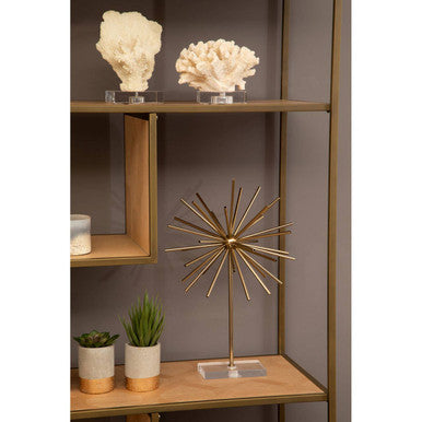 Grenoble Oak Veneer Shelf Unit with Brushed Brass Frame