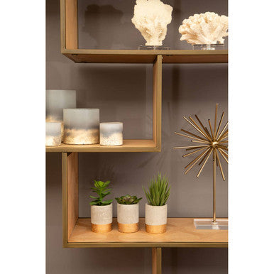 Grenoble Oak Veneer Shelf Unit with Brushed Brass Frame