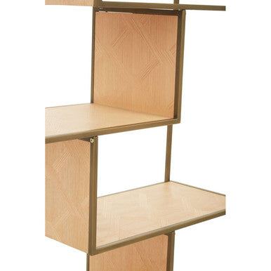 Grenoble Oak Veneer Shelf Unit with Brushed Brass Frame