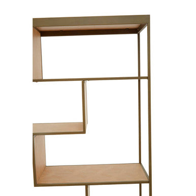 Grenoble Oak Veneer Shelf Unit with Brushed Brass Frame