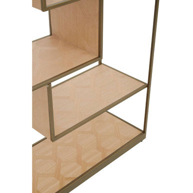 Grenoble Oak Veneer Shelf Unit with Brushed Brass Frame