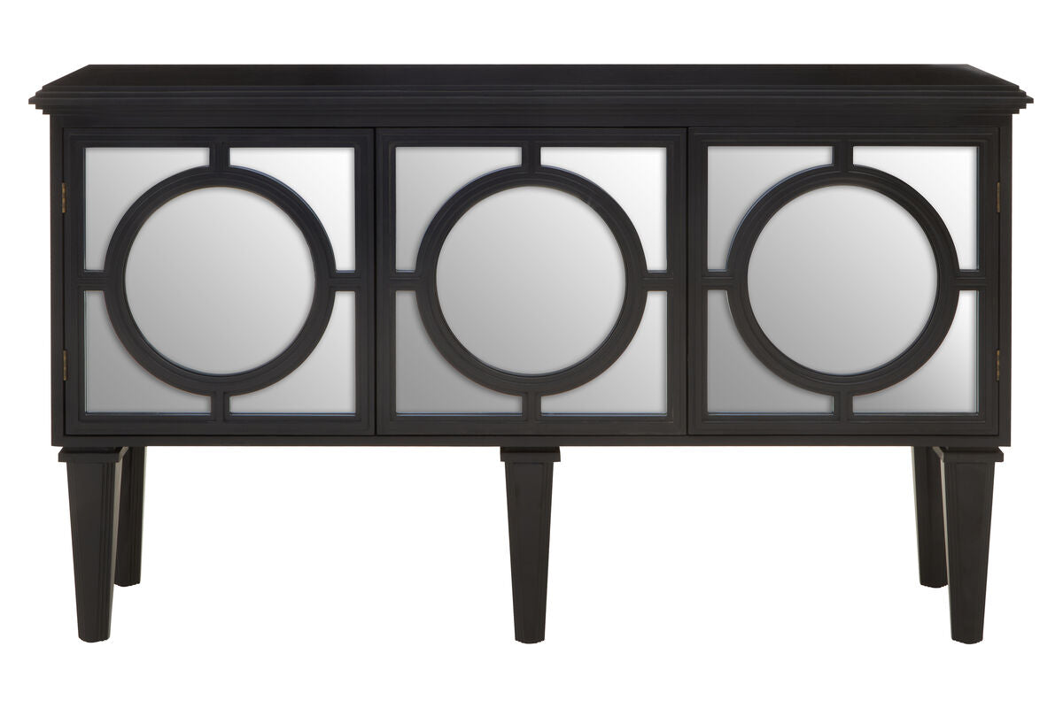 Telese Black Finish Mirrored Sideboard