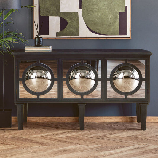 Black Finish Mirrored Sideboard
