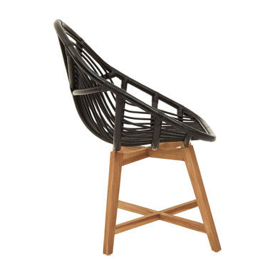 Manado Black Rattan and Teak Wood Chair