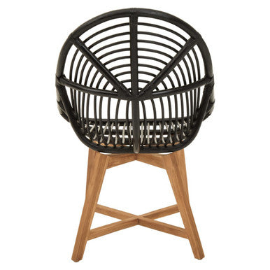 Manado Black Rattan and Teak Wood Chair