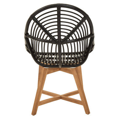 Manado Black Rattan and Teak Wood Chair