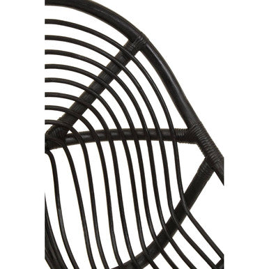 Manado Black Rattan and Teak Wood Chair