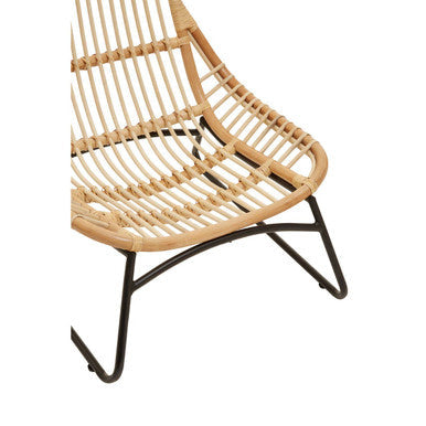 Manado Natural Rattan Lounge Chair with Black Finish Legs