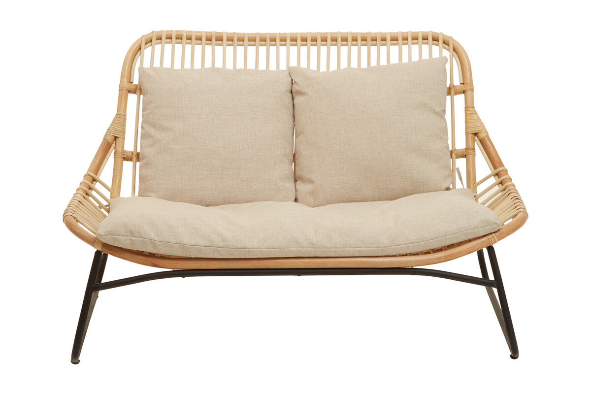 Manado Natural Rattan 2 Seater Sofa with Cushions