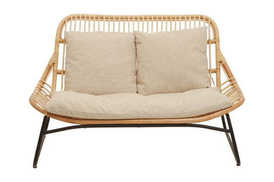 Manado Natural Rattan 2 Seater Sofa with Cushions