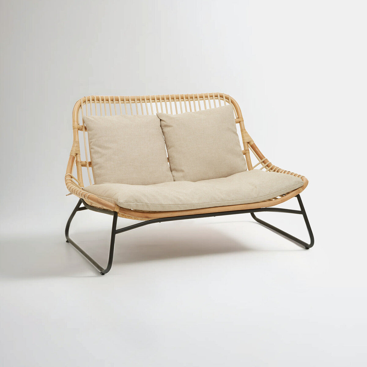 Manado Natural Rattan 2 Seater Sofa with Cushions