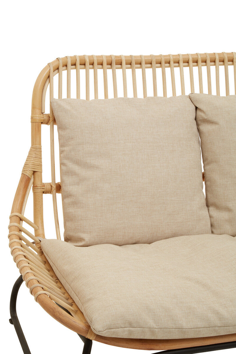 Manado Natural Rattan 2 Seater Sofa with Cushions