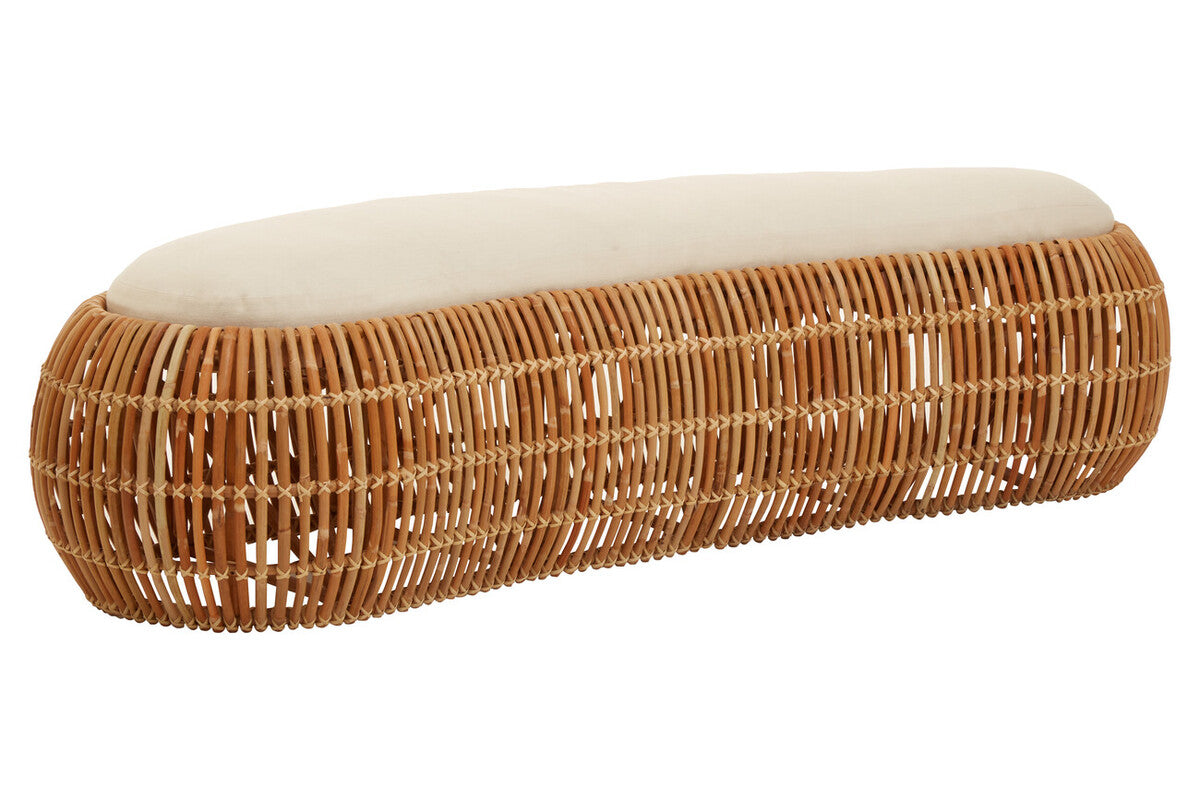 Manado Natural Rattan Long Bench with Cushion