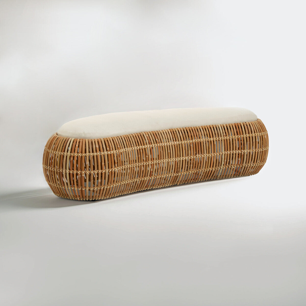 Manado Natural Rattan Long Bench with Cushion