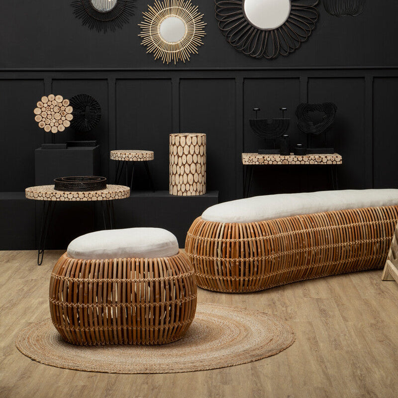 Manado Natural Rattan Long Bench with Cushion