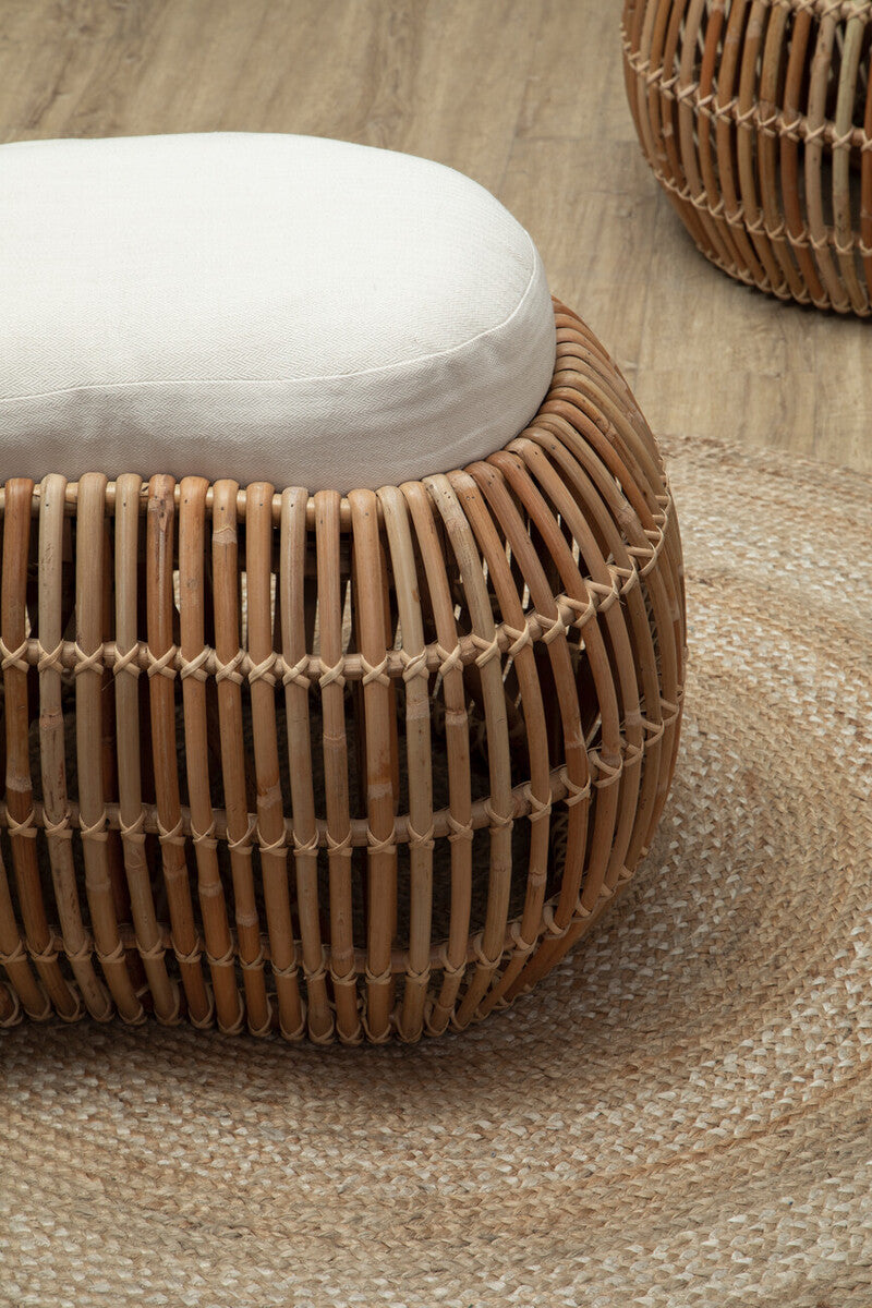 Manado Natural Rattan Long Bench with Cushion