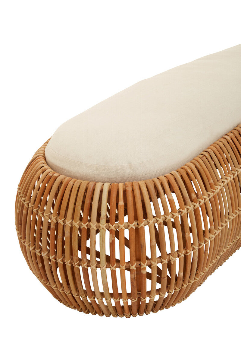 Manado Natural Rattan Long Bench with Cushion