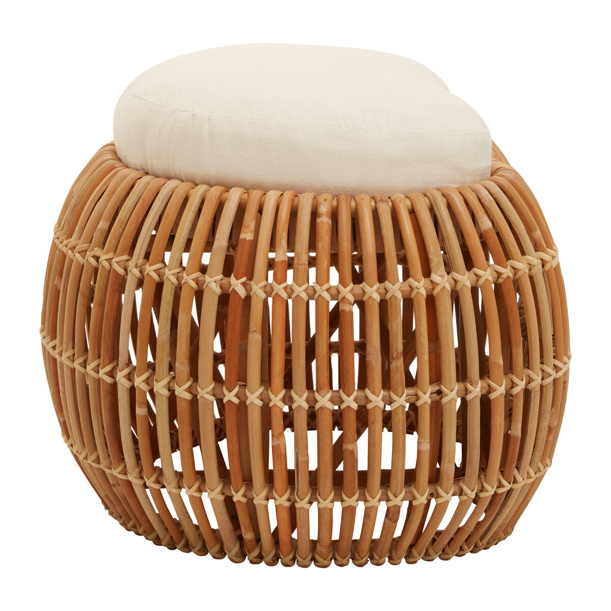 Manado Natural Rattan Bench with Cream Cushion