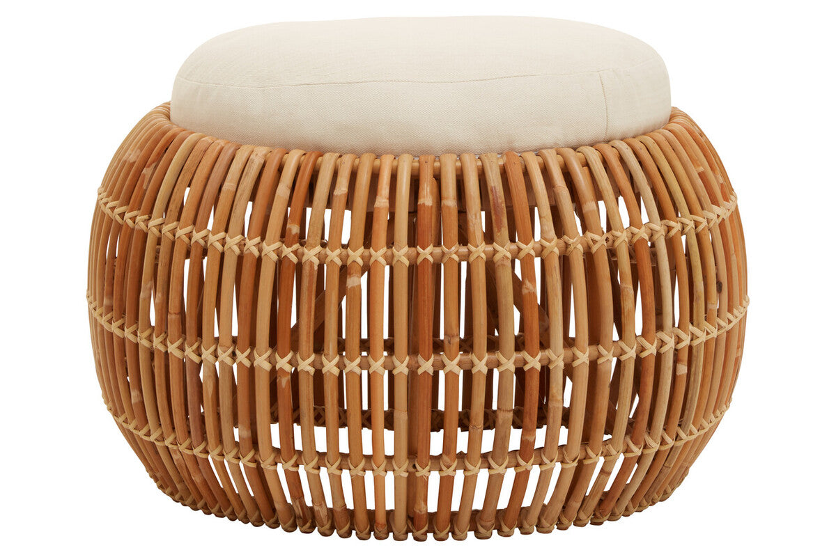 Manado Natural Rattan Bench with Cream Cushion