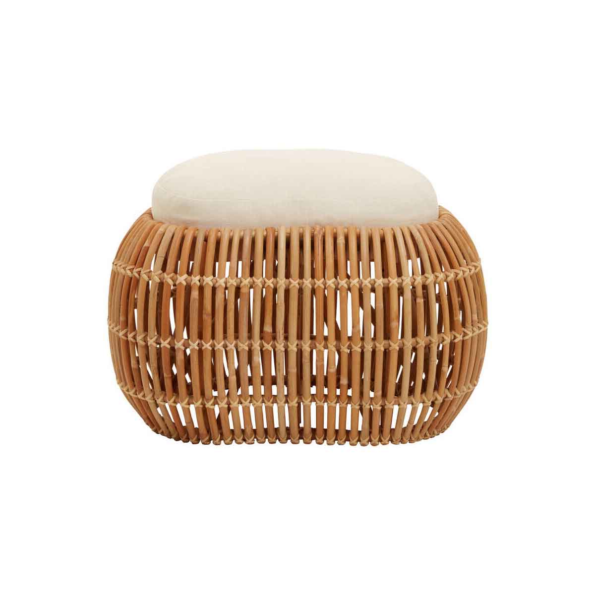 Manado Natural Rattan Bench with Cream Cushion