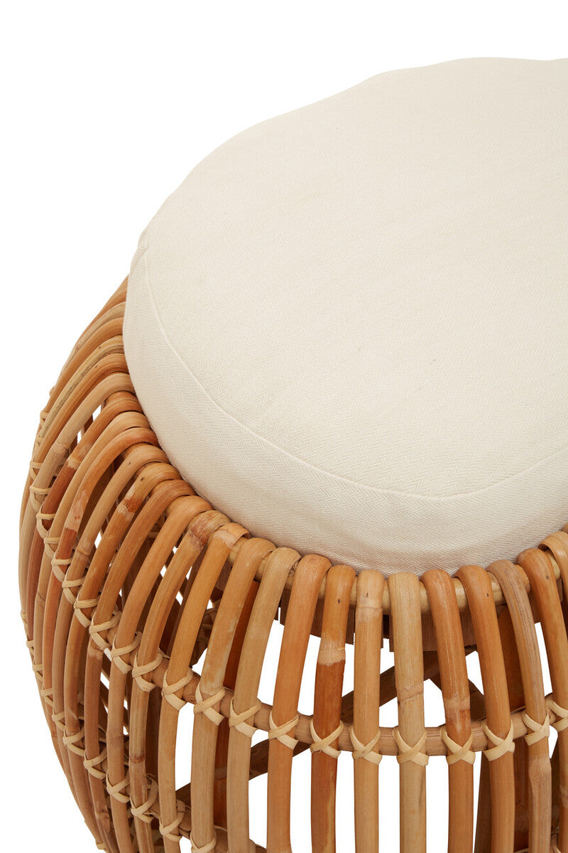 Manado Natural Rattan Bench with Cream Cushion
