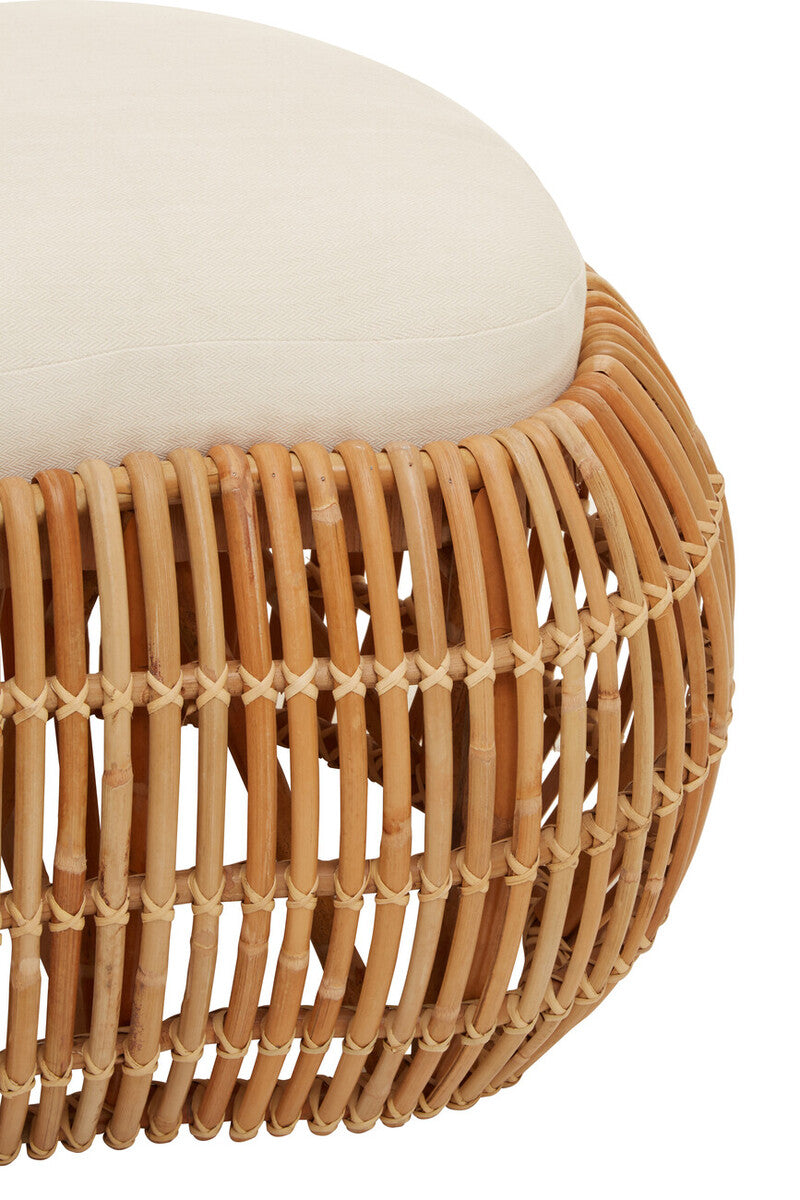 Manado Natural Rattan Bench with Cream Cushion