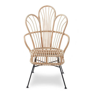 Java Natural Rattan Scalloped Back Accent Chair