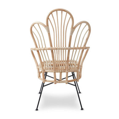 Java Natural Rattan Scalloped Back Accent Chair
