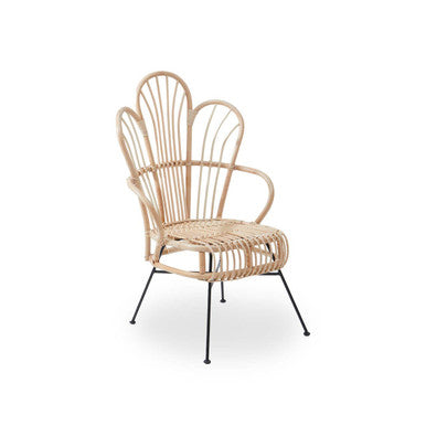 Java Natural Rattan Scalloped Back Accent Chair