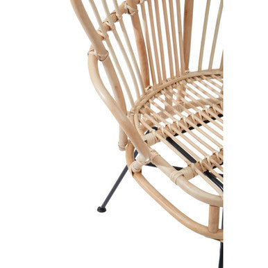 Java Natural Rattan Scalloped Back Accent Chair