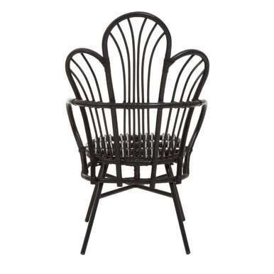 Java Black Rattan Scalloped Back Accent Chair