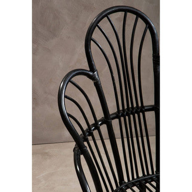 Java Black Rattan Scalloped Back Accent Chair