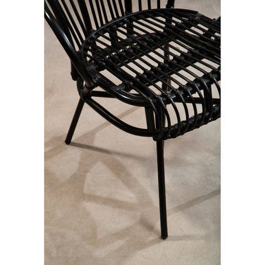 Java Black Rattan Scalloped Back Accent Chair