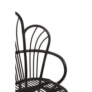 Java Black Rattan Scalloped Back Accent Chair